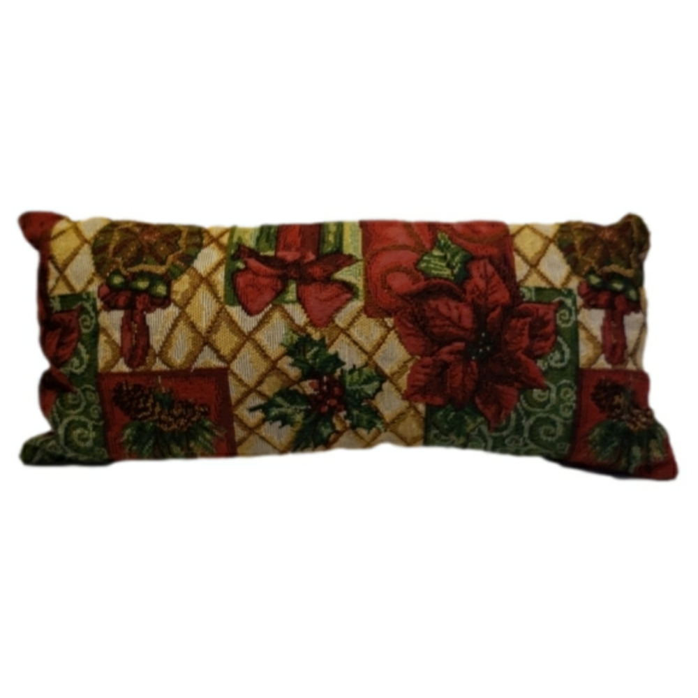 TAPESTRY rectangle decorative pillow Christmas Holiday 17"l x 7"w zipper enclosu